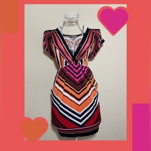 small bailey blue sunset colored stripy dress